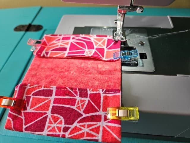 Sewing the sides of the business card wallet