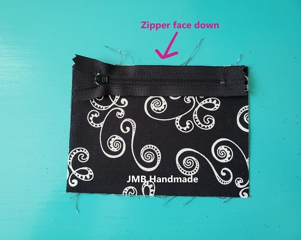Zipper face down