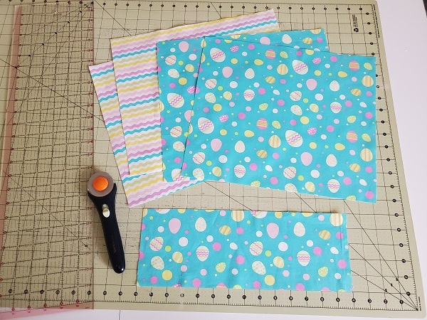 Inner and outer fabric pieces for Easter basket