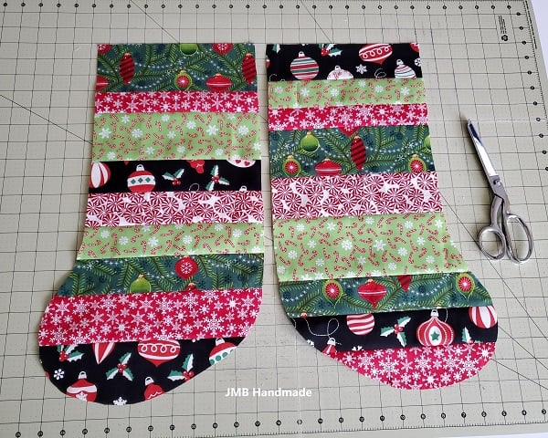 Front and back of Christmas stocking