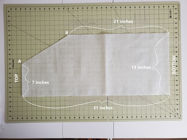 Image of apron template with measurements
