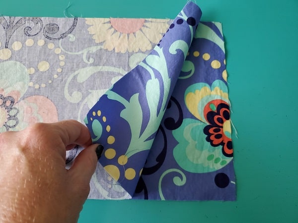 Image of apron pocket fabric pieces right sides together