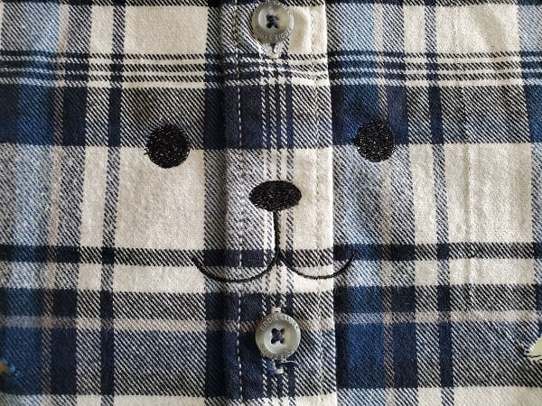 Embroidered bear face on bear