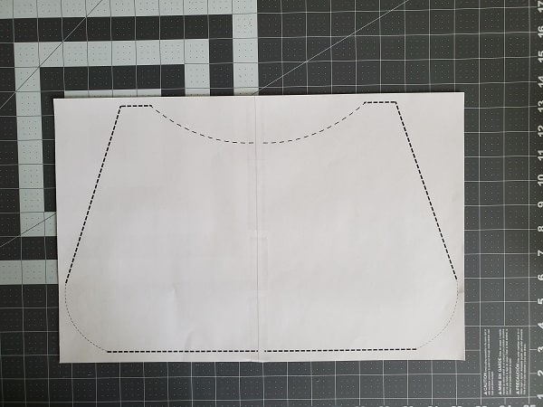 Curved top purse template taped together