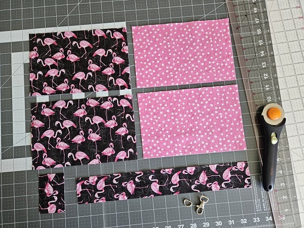 Measure and cut wristlet fabric pieces