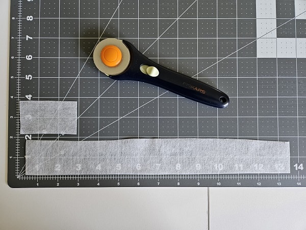 Cut interfacing for long and short straps