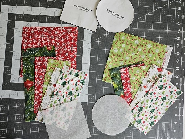 Fabric scraps for circle and square coasters