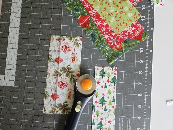 Cutting 2 inch fabric strips for coasters