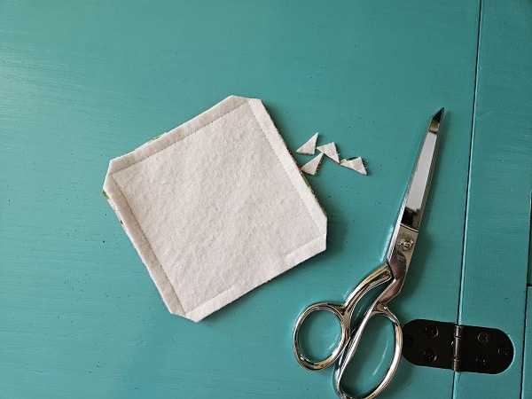Clip the corners with sewing scissors