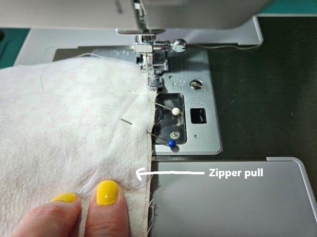 Picture showing position of zipper pull