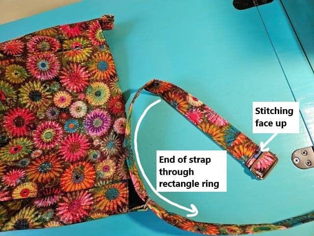 Slide other end of long strap through rectangle ring