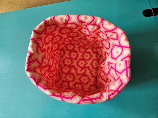 Picture of the inside of the large fabric basket