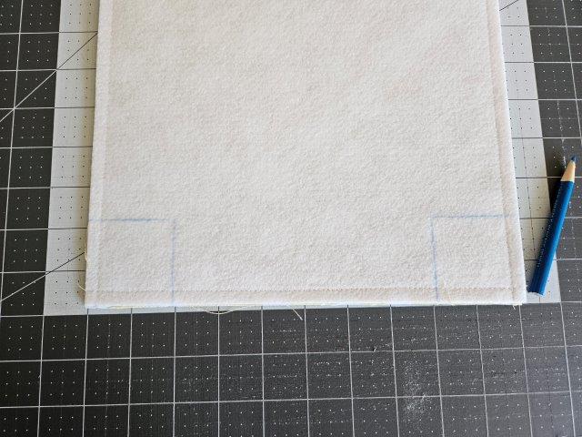 Squares drawn on bottom corners