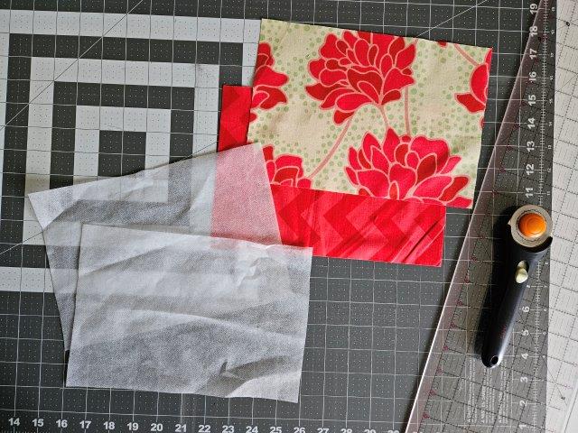 Fabric pieces and interfacing cut for the fabric tray