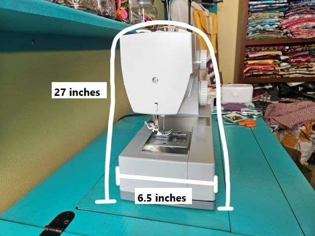 Sewing machine measurements from the side