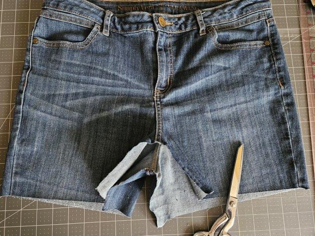 Cut out the seam at the jeans crotch