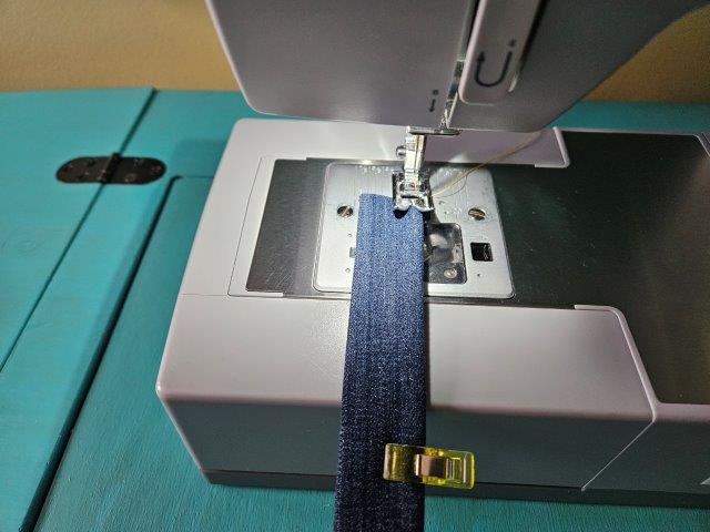 Sew along the fold of each strap