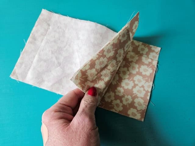 Fabric wallet lining pieces right sides together