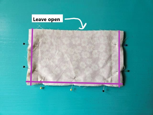 Sew the sides and bottom of the lining pieces