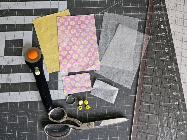 Measure and cut lip balm holder fabric and interfacing