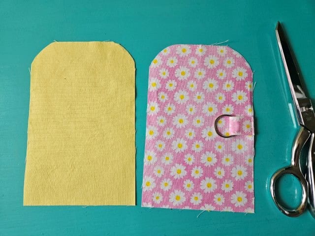 Lip balm holder keychain fabric pieces with rounded corners