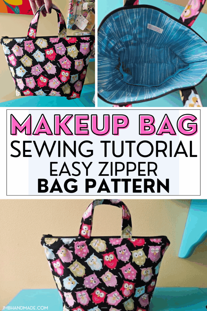 Makeup bag zipper pouch sewing tutorial