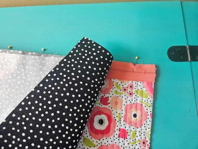 Place lining on top of zipper