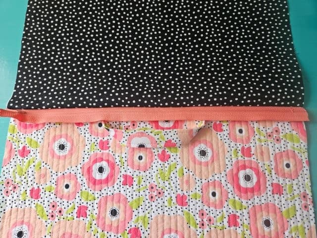 One side of the zipper sewn