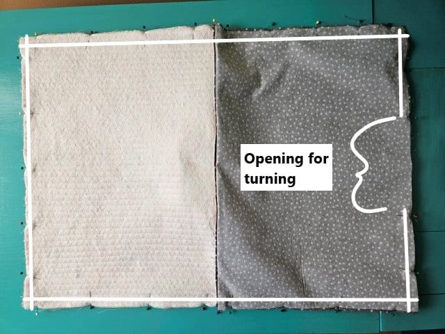 Sew together the laptop bag, leaving an opening for turning