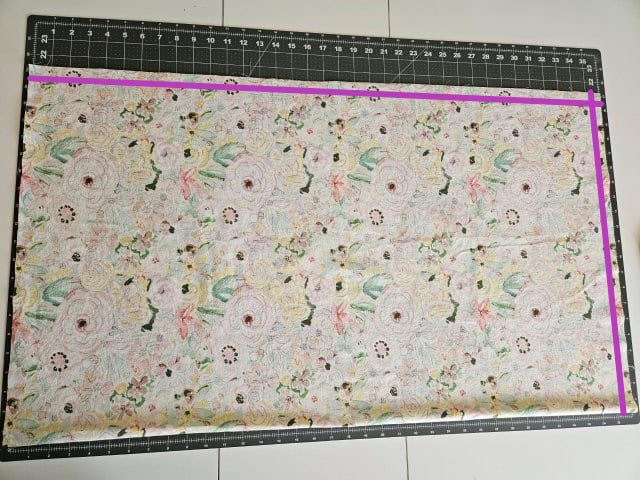 Fold fabric right sides together ready to sew