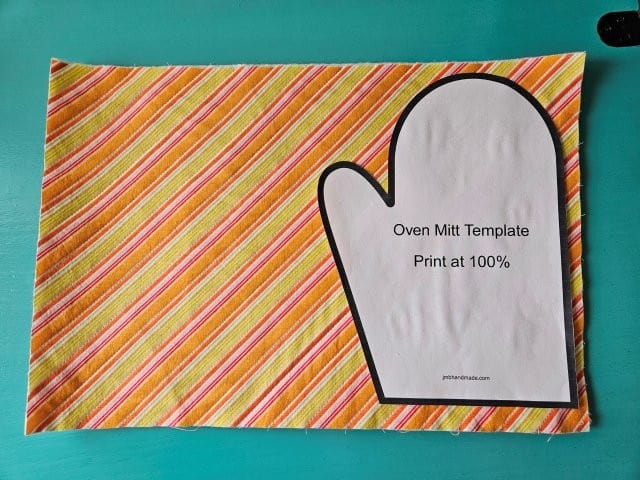 Place template on outer fabric right side