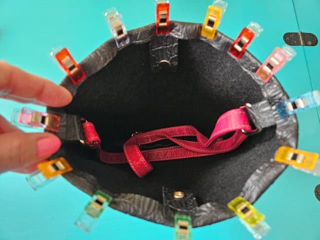 Long strap inside the bag ready to sew