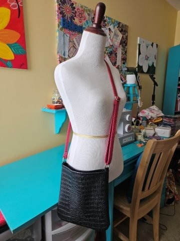 DIY faux leather handbag with adjustable strap