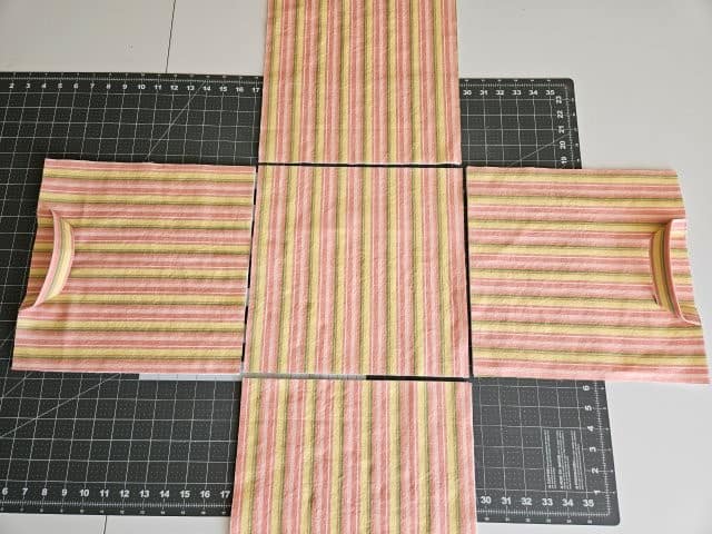 Place basket squares in shape of plus sign