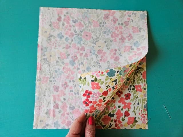 Tote bag pocket fabric pieces right sides together