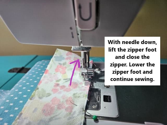 Sewing the zipper
