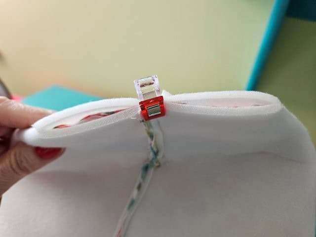 Pinch the squares and clip to hold