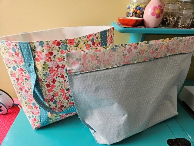 Outer and lining bags before sewing together