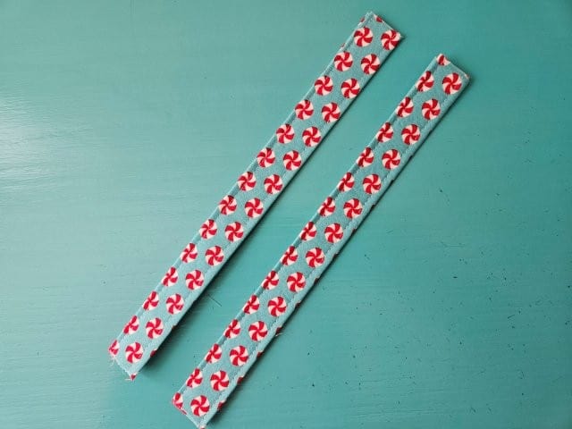 Picture of the sewn straps for the small tote bag