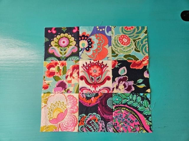 Finished front panel of the patchwork crossbody messenger bag