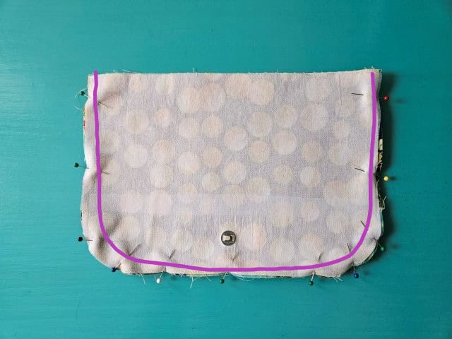 Sew the sides and bottom of flap