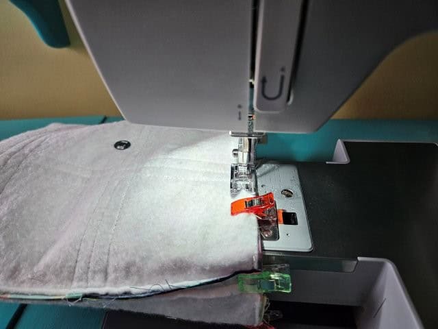 Sew around the top of the bag leaving an opening for turning.