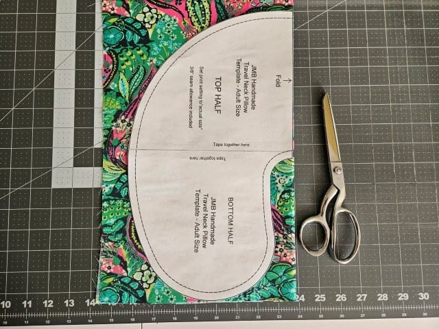 Place the template on the folded fabric