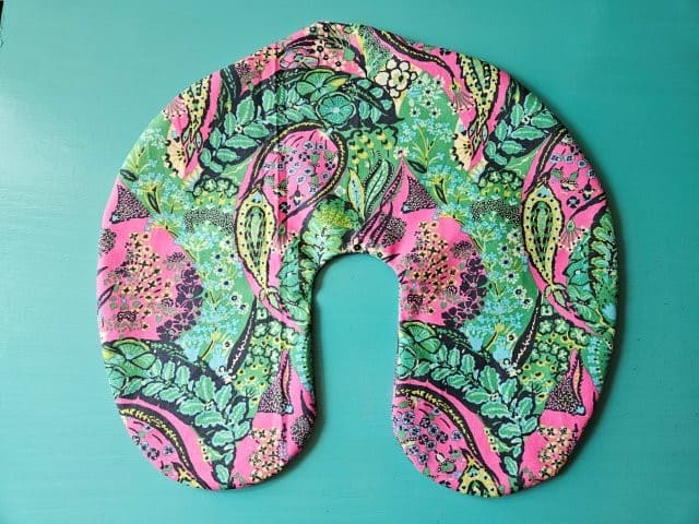 Through the opening, turn the travel neck pillow right side out