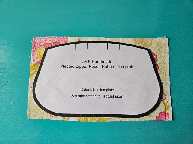 Outer fabric template on fabric