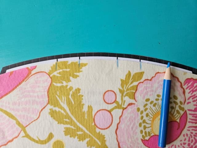 Mark the lines for the pleats on the outer fabric