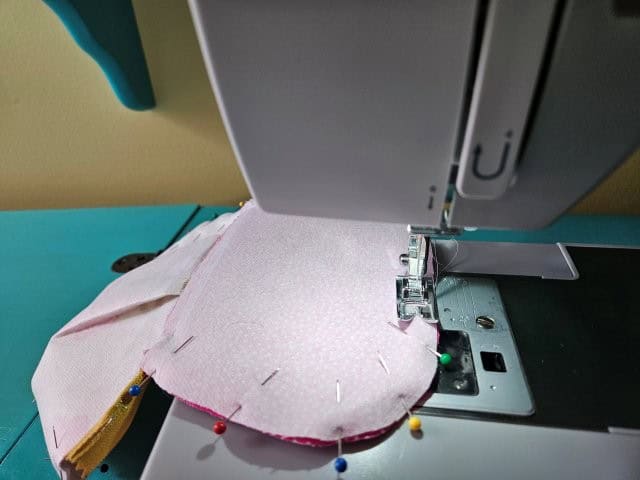 Sew around the pouch leaving an opening for turning