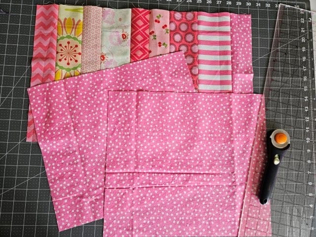 Fabric pieces for the pillow cover pattern