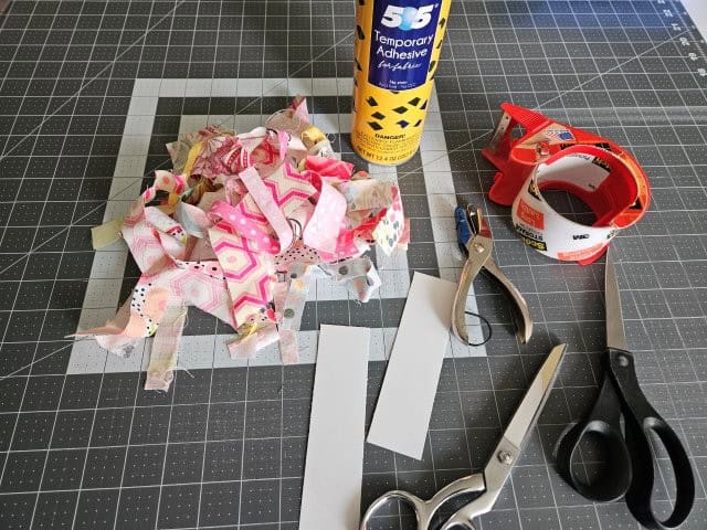 Supplies for the scrap fabric bookmark