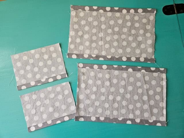 Picture of the hemmed fabric pieces for the tissue box cover